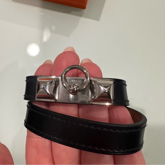Hermes Behapi Double Tour Bracelet (Black Leather in color) - Picture 7 of 8